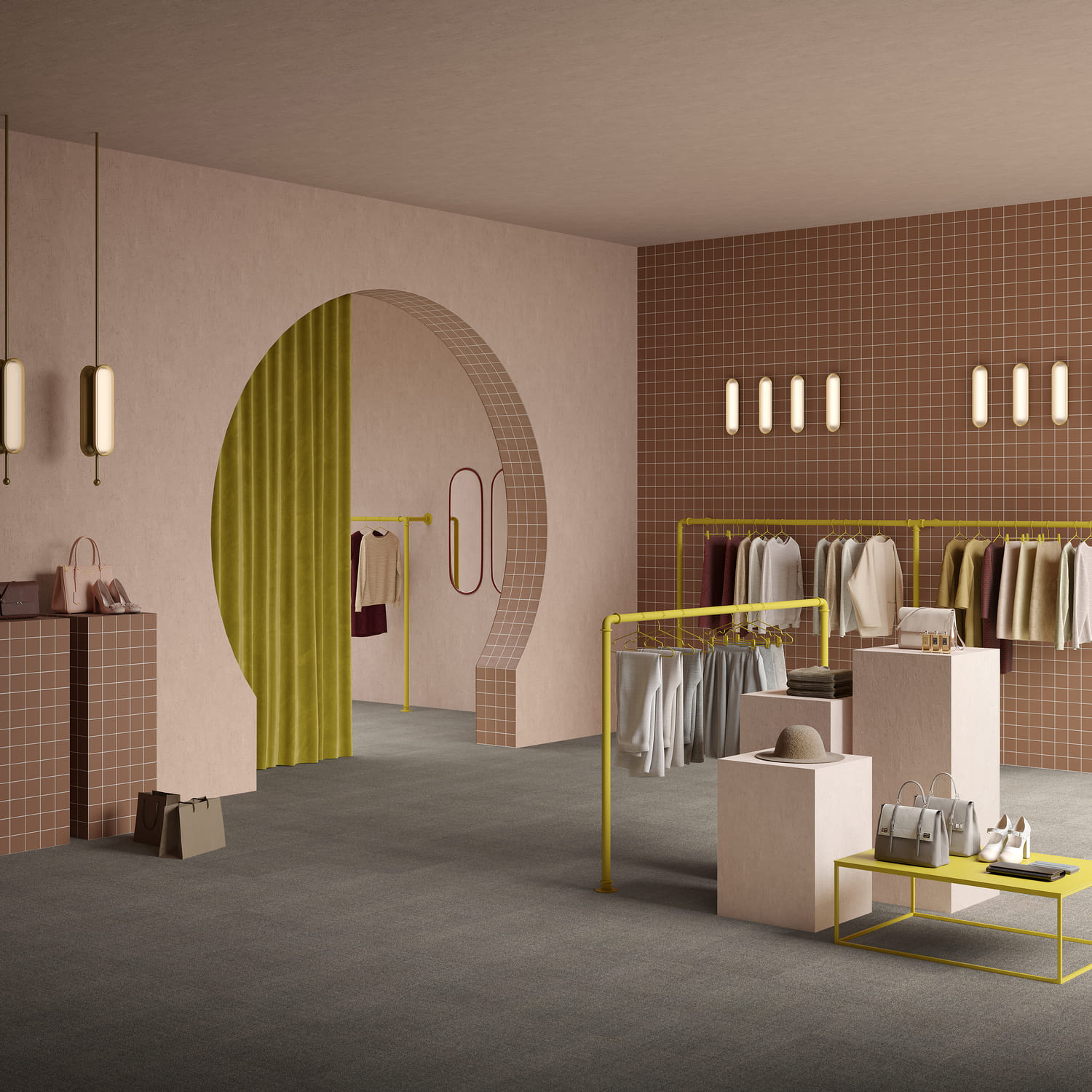 Ковровая плитка Associated Weavers Mantra Tile цвет 94 Dove 500×500×5,2 фото в интерьере